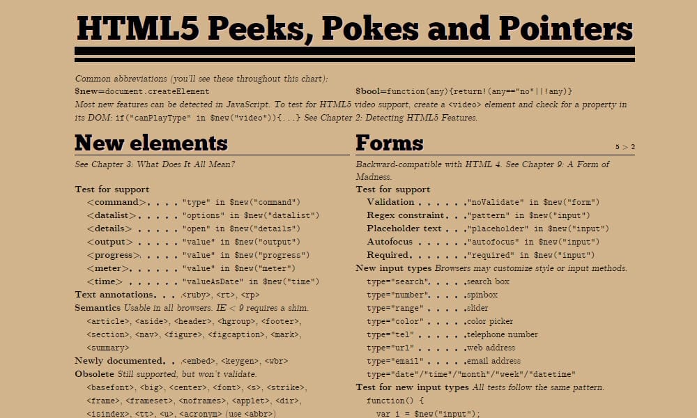 HTML5 Peeks, Pokes and Pointers