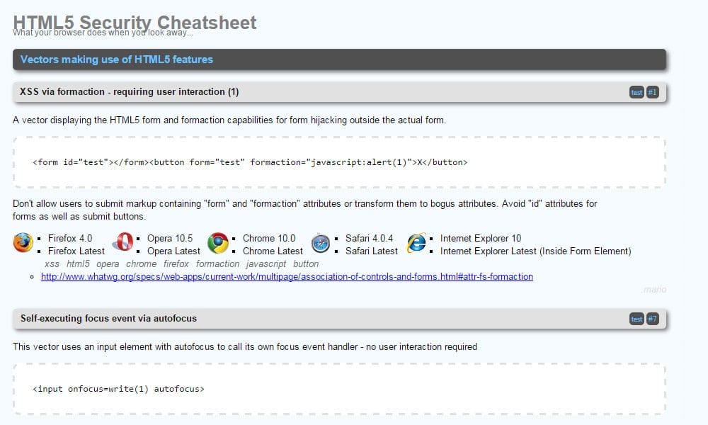 HTML5 Security Cheat Sheet