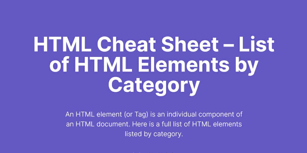 List of HTML Elements By Category