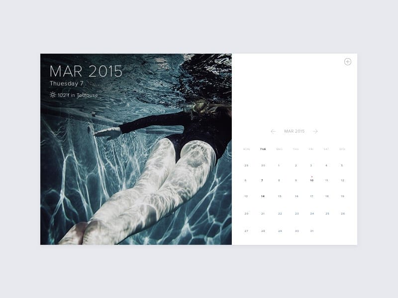 Calendar with Weather UI PSD