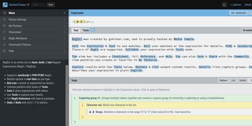 Best Free JavaScript Books 71 Regexr