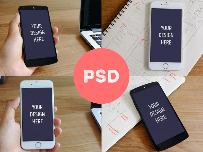 Free iPhone 6 & Nexus 5 Mockups PSD