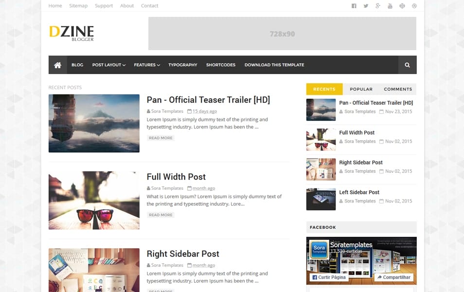 Dzine Responsive Blogger Template