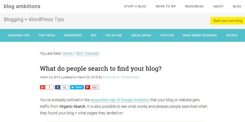 Search keywords in Google Analytics