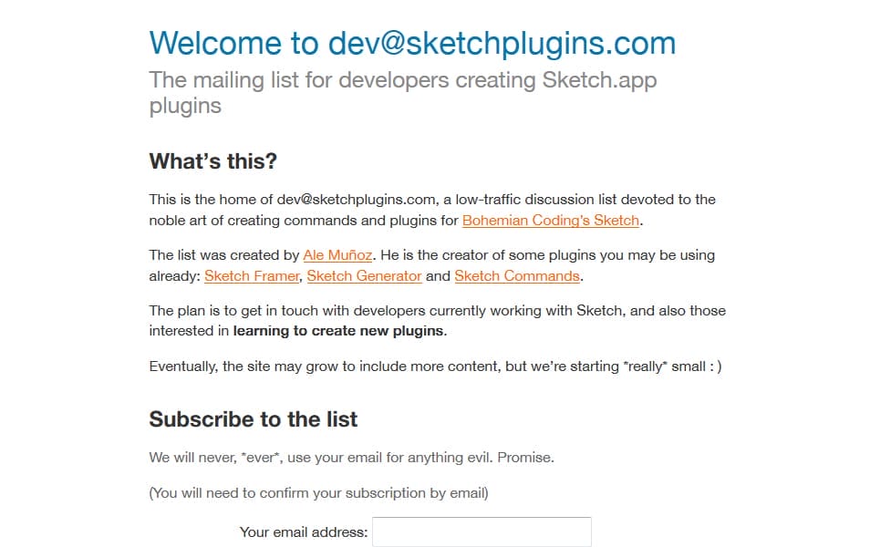 Sketch Plugins Mailing List