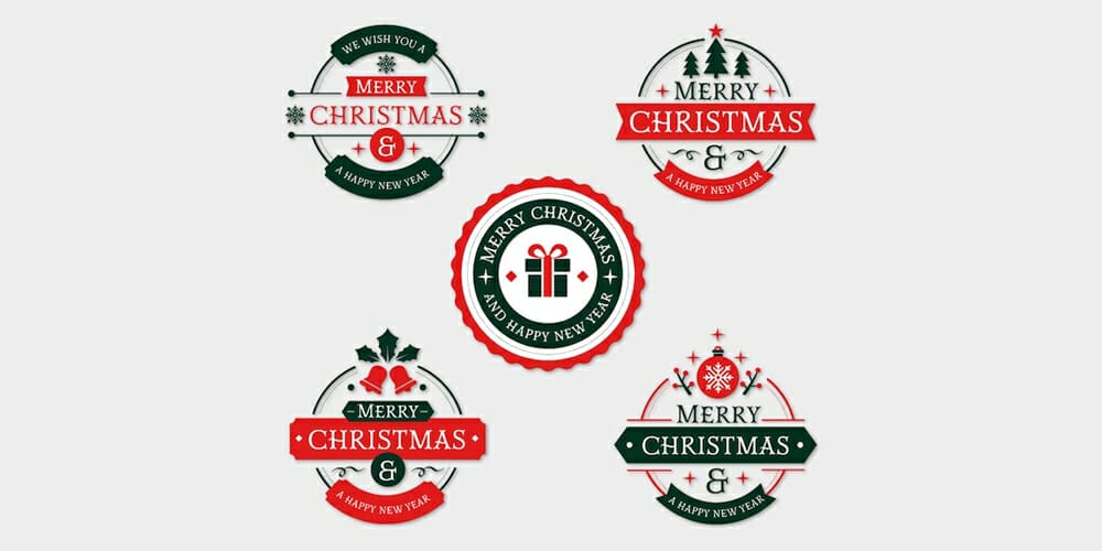Christmas Backgrounds, Badges and Ornaments
