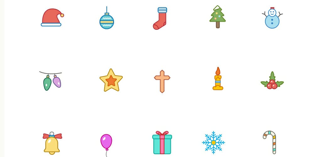 Christmas Color And Outline Icons