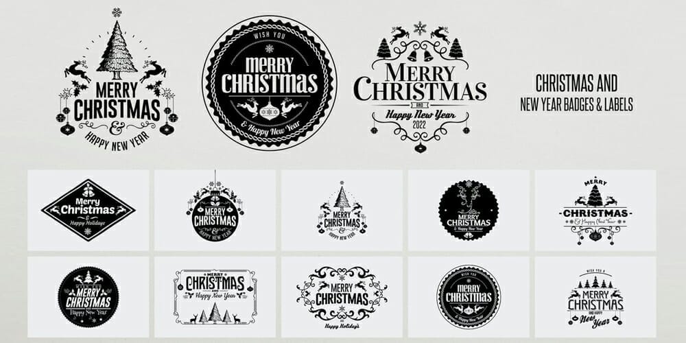 Christmas and New Year Badges and Labels