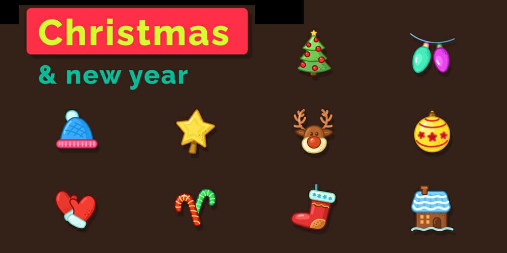 Christmas and new year icons