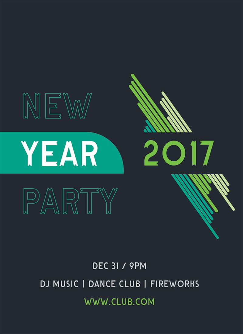 Dark Green New Year 2017 Flyer