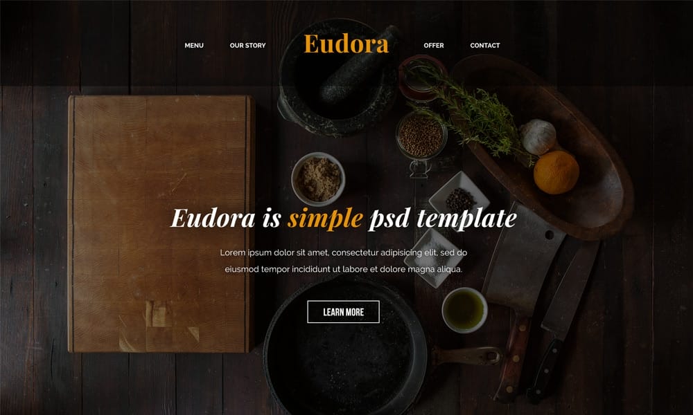 Eudora Free Web Template PSD