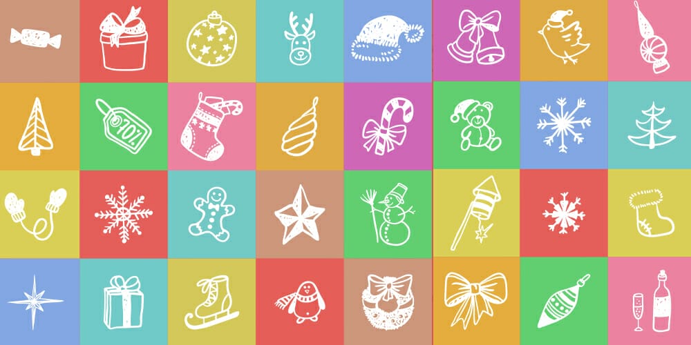 Flat Christmas Icons Vector