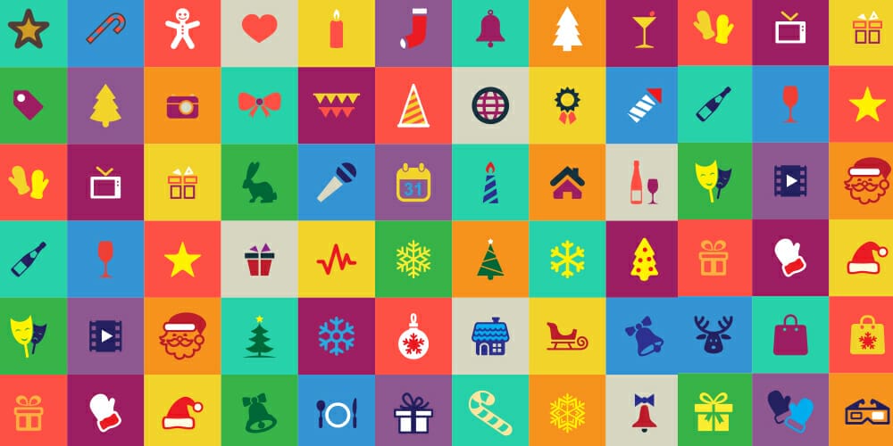 Flat Colorful Christmas Icons