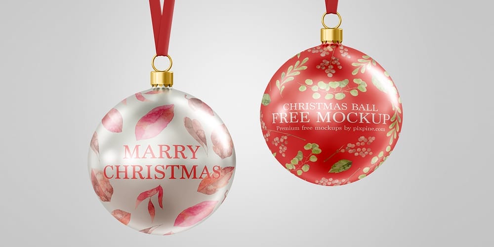 Free Christmas Ball Mockup Template PSD