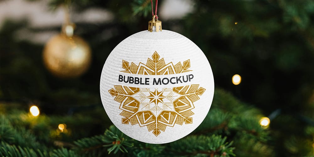 Free Hanging Christmas Ball Mockup