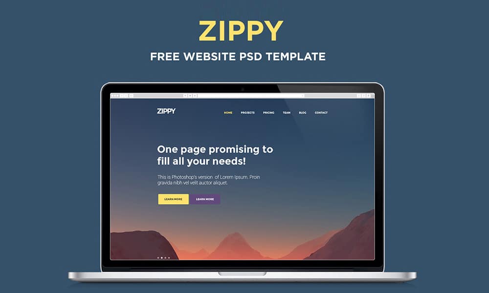 Free One Page Web Template PSD