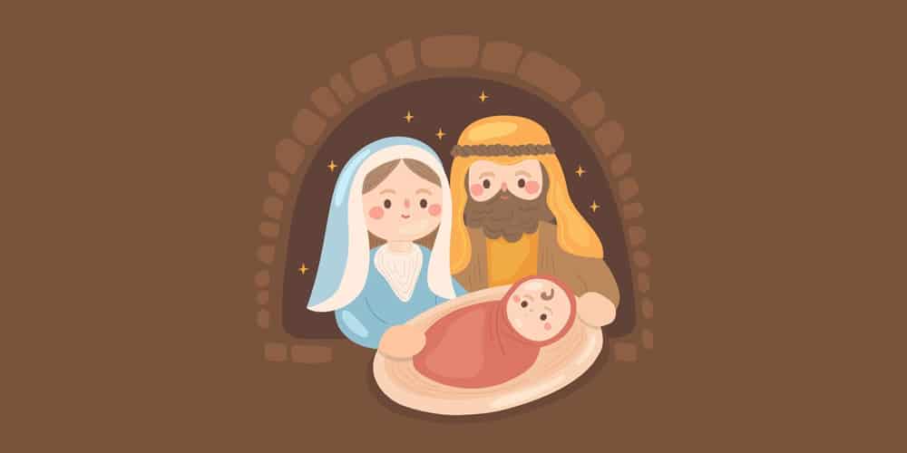 Hand drawn nativity scene