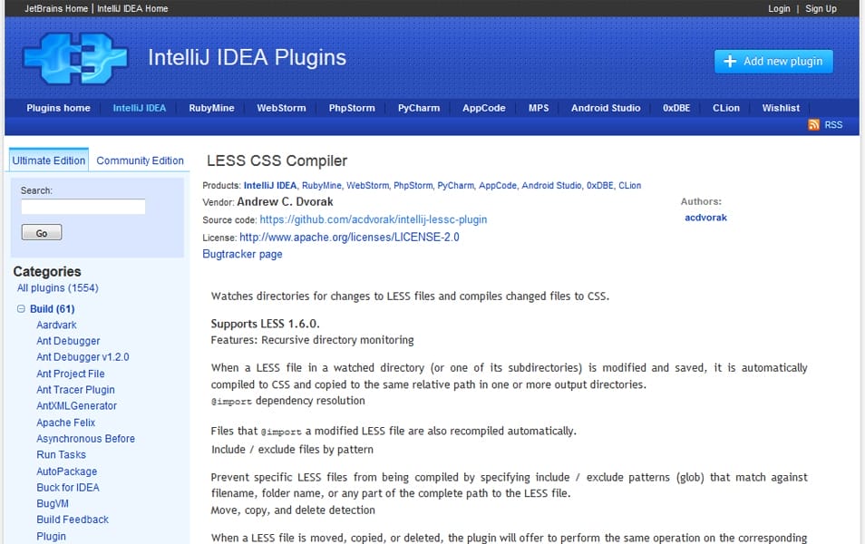 LESS CSS Compiler Plugin for the IntelliJ Platform