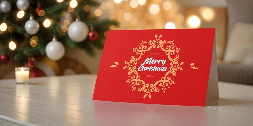 Merry Christmas Greeting Card Mockup