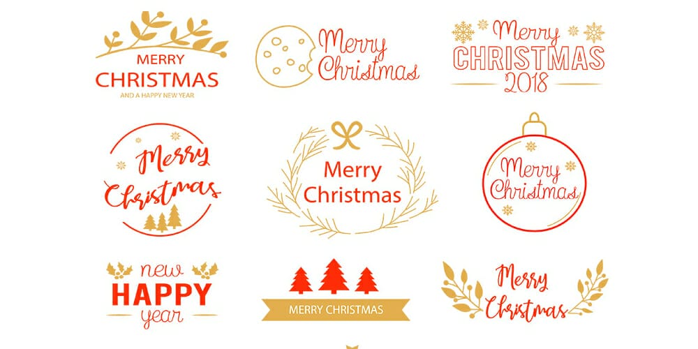 Merry Christmas and Happy New Year Logos