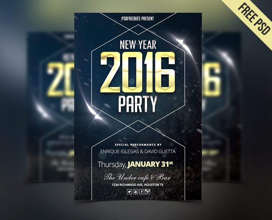 New Year Party Flyer PSD