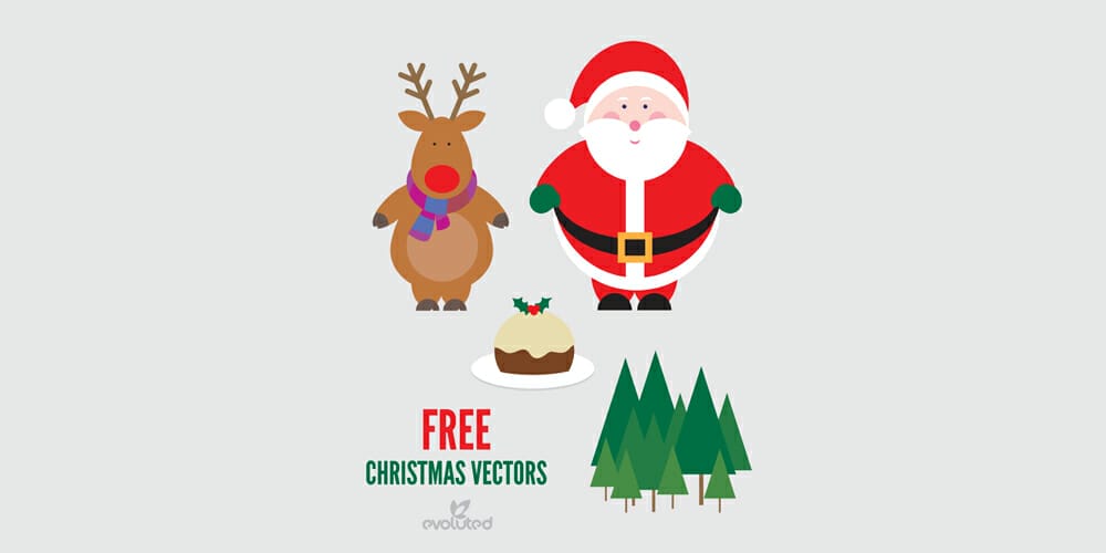 Santa Reindeer and Christmas Pudding Illustrations