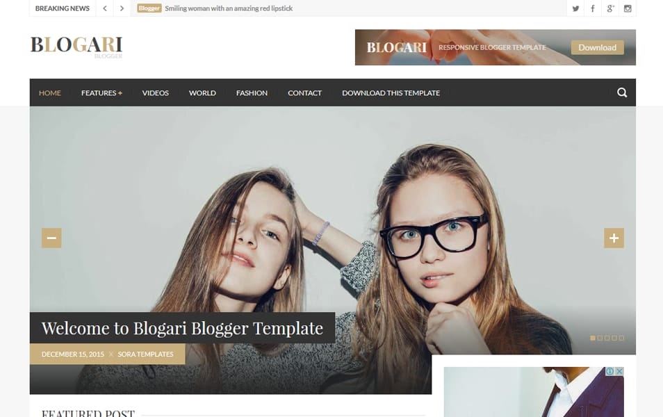 Blogari Responsive Blogger Template