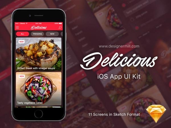 Delicious Free Mobile App UI Kit