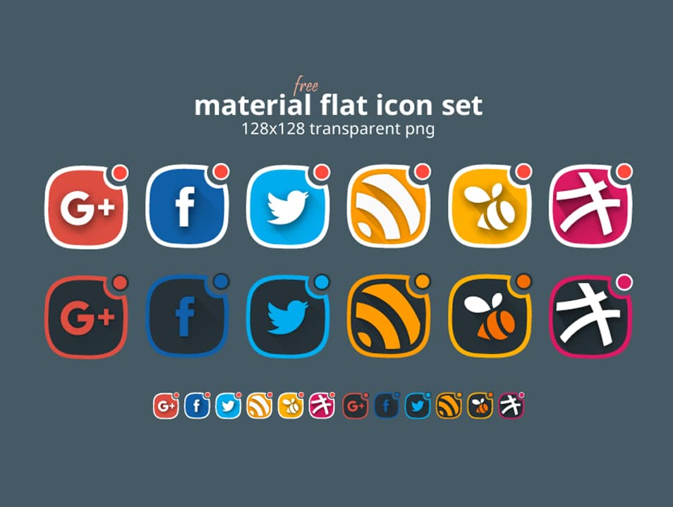 Material Flat Social Icon Set