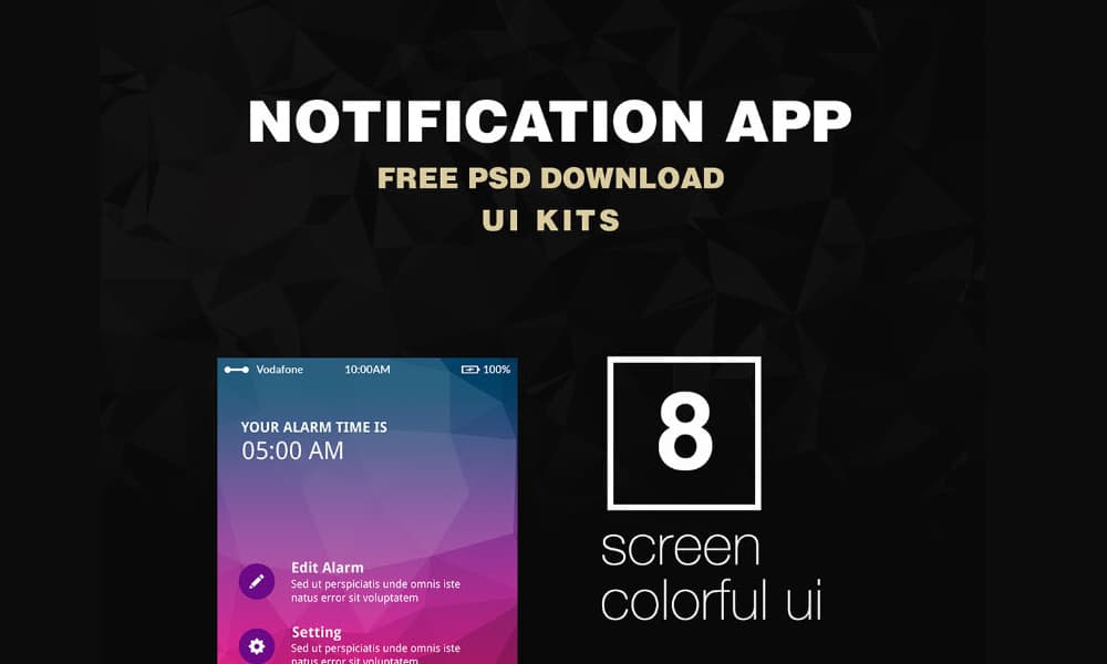 Notification App UI Kit PSD