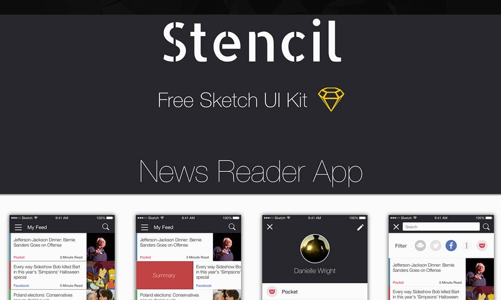  Stencil Free Sketch UI Kit