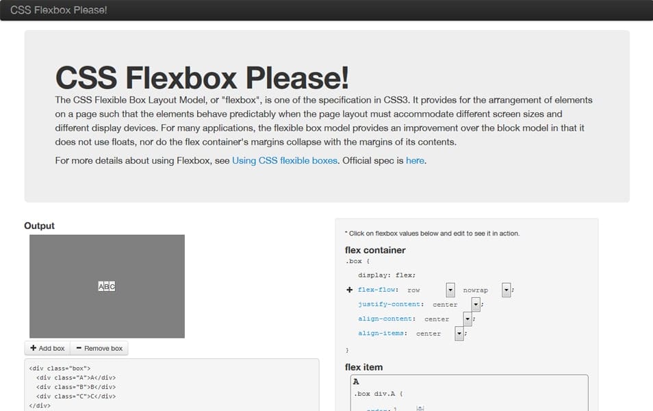 CSS Flexbox Resources - Tutorials, Tools, Grid & Generators 53 CSS Flexbox Please