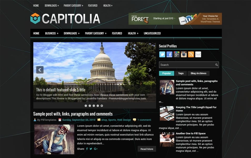 Capitolia Responsive Blogger Template