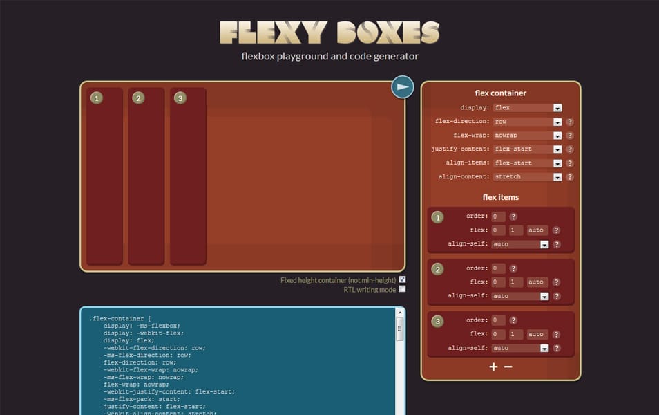 CSS Flexbox Resources - Tutorials, Tools, Grid & Generators 44 Flexy Boxes