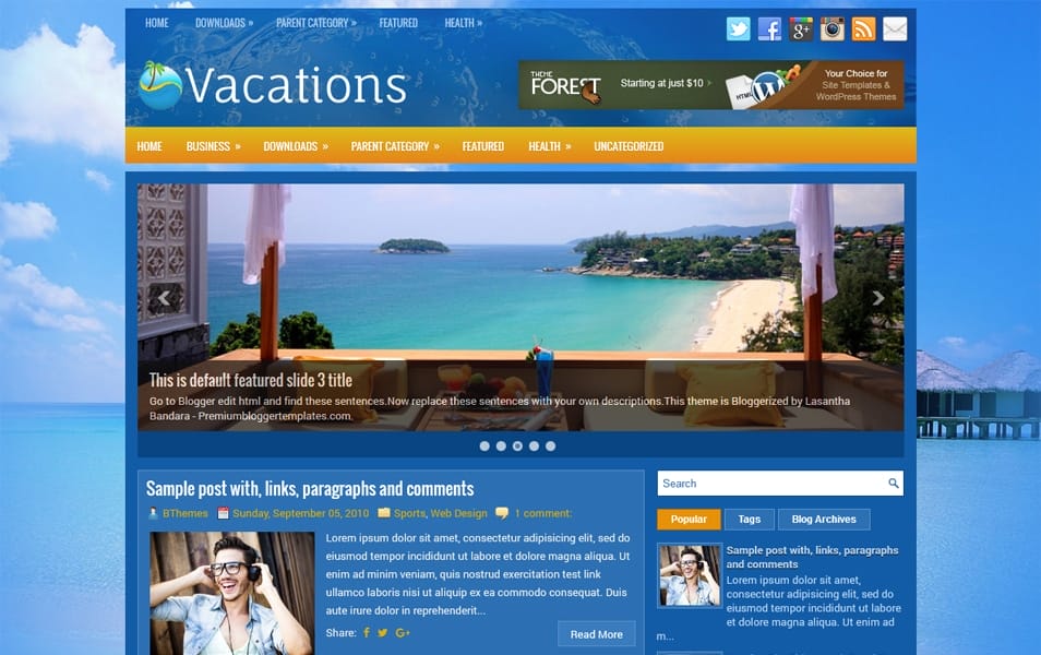 Vacations Responsive Blogger Template