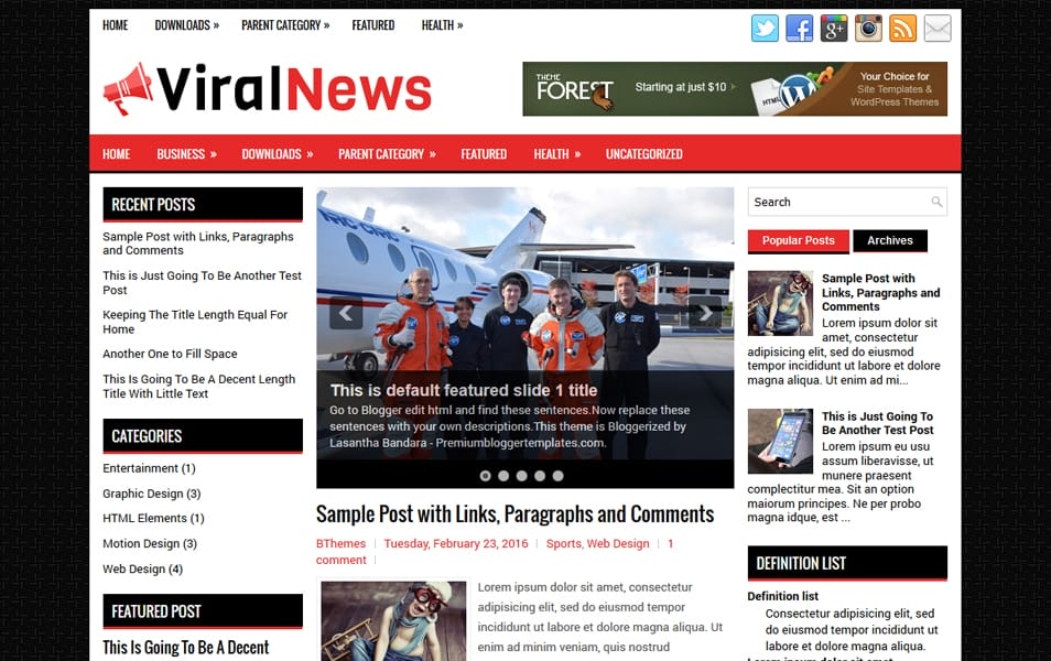 ViralNews Responsive Blogger Template