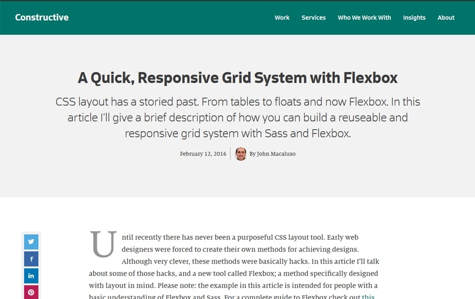 CSS Flexbox Resources - Tutorials, Tools, Grid & Generators 99 A Quick Responsive Grid System with Flexbox