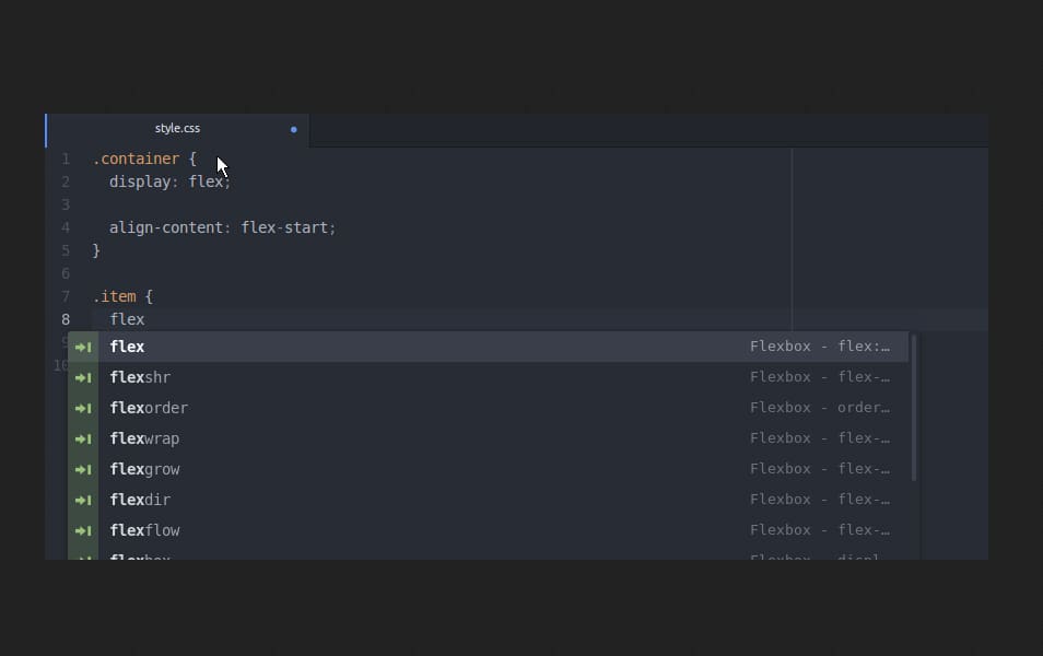 CSS Flexbox snippets for Atom