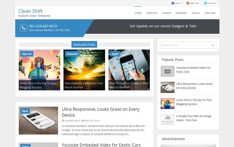 Clean Shift Responsive Blogger Template