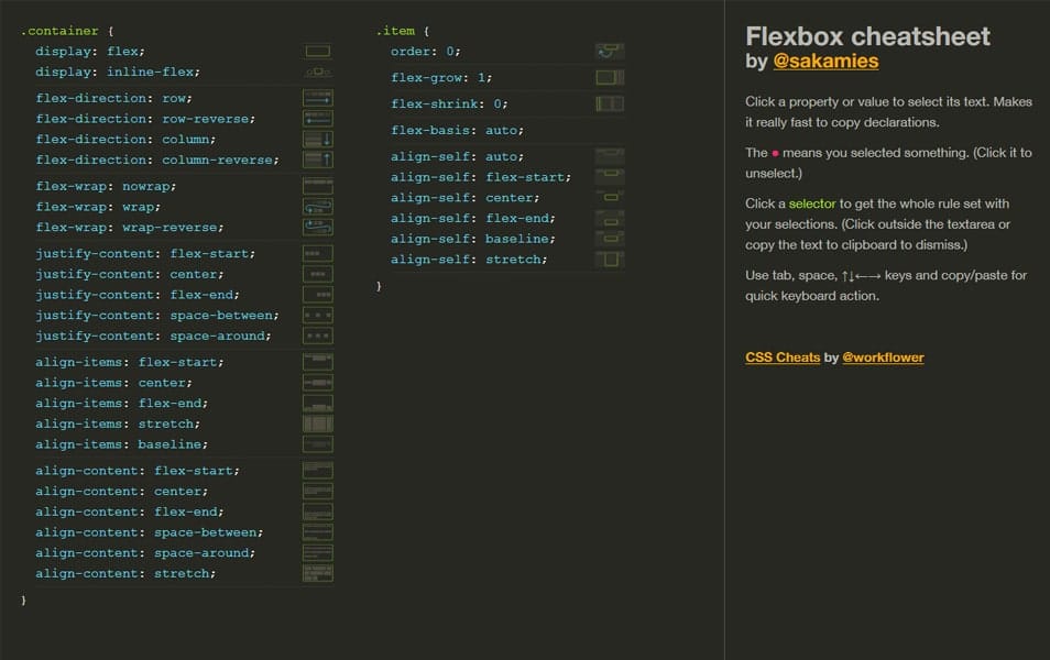 CSS Flexbox Resources - Tutorials, Tools, Grid & Generators 66 Flexbox Cheatsheet