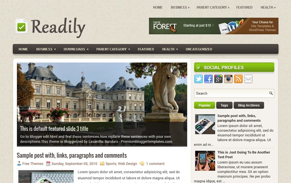 Readily Responsive Blogger Template