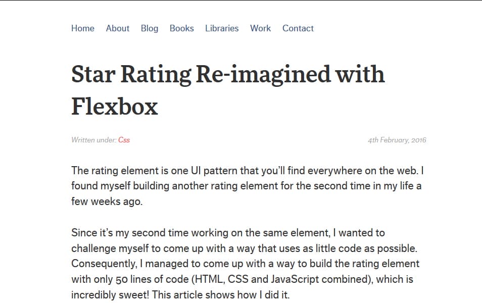 CSS Flexbox Resources - Tutorials, Tools, Grid & Generators 116 Star Rating Re-imagined with Flexbox