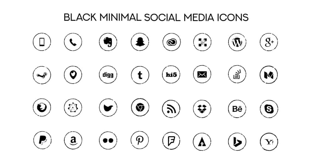 Black Minimal Social Media Icons