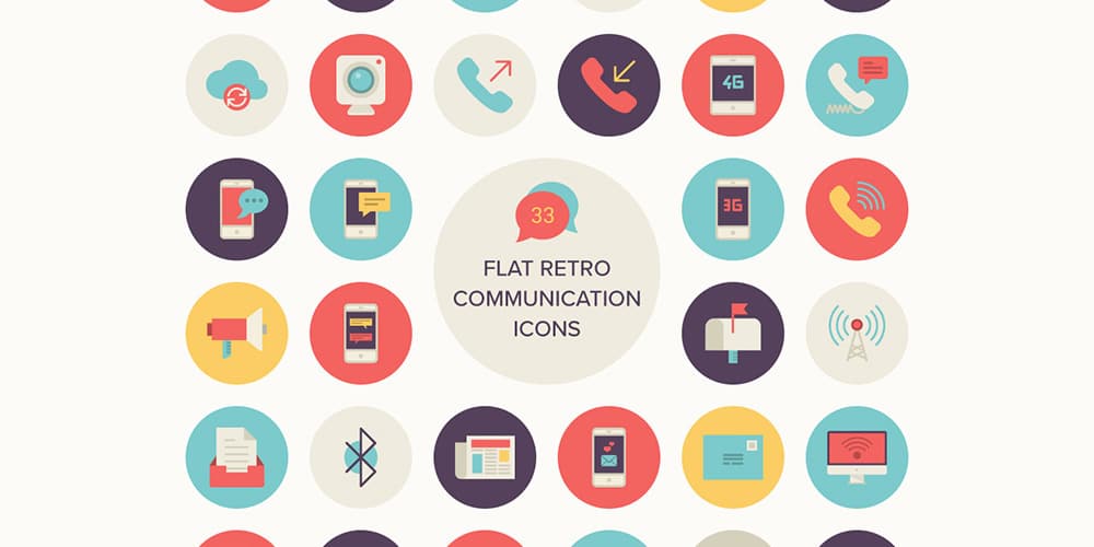 Flat Retro Communications Icons