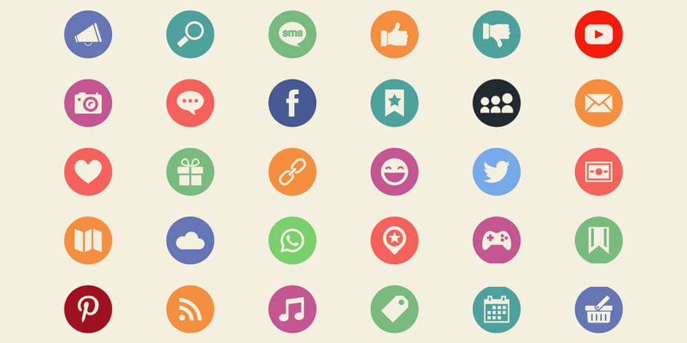 Flat Social Media and Web Icons