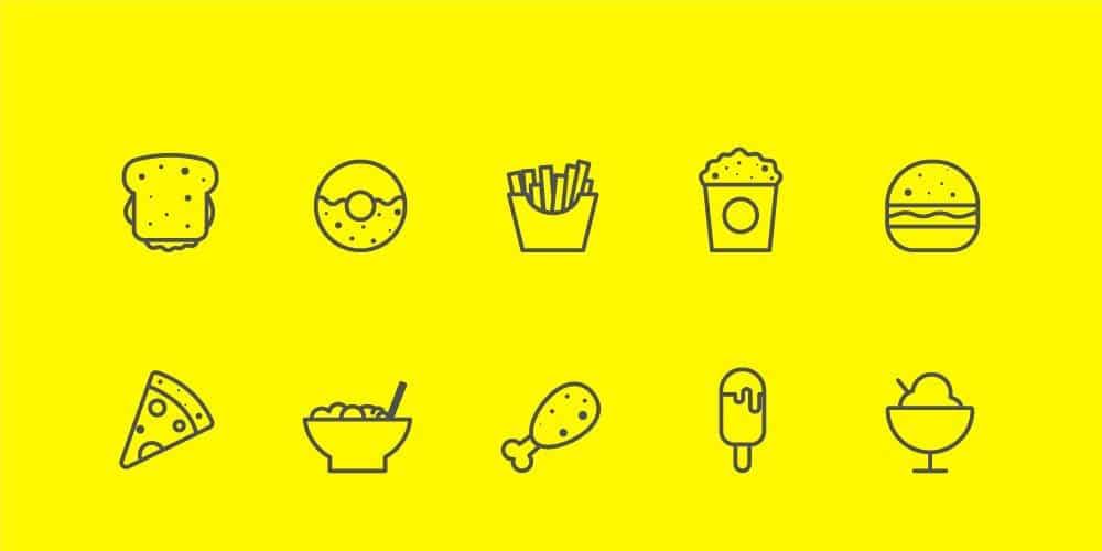 Food,-Vegetables-And-Music-Line-Icons
