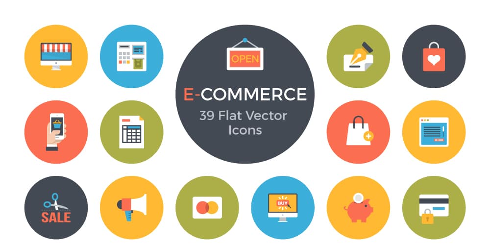 Free E-Commerce Flat Vector Icons