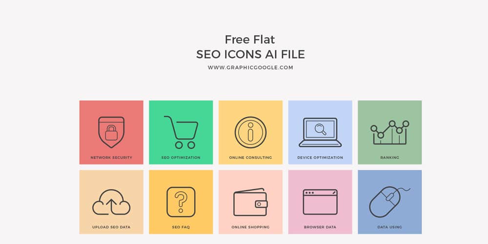 Free Flat SEO Icons