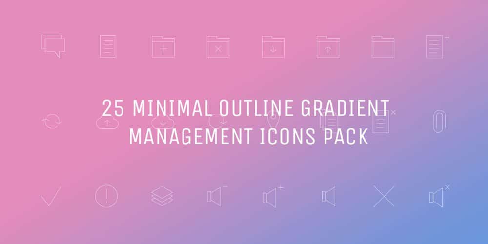 Free Minimal Gradient Outline Management Icons