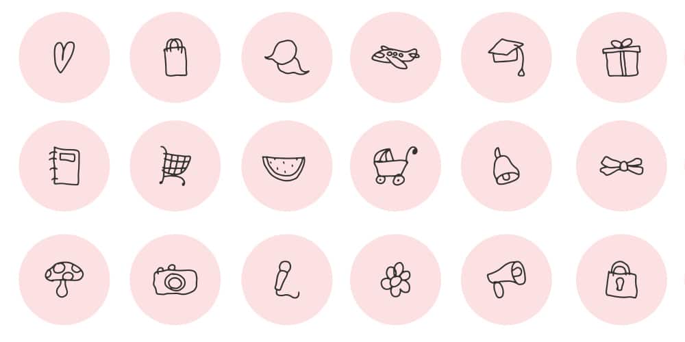 Hand Drawn Cute Instagram Highlights Icons